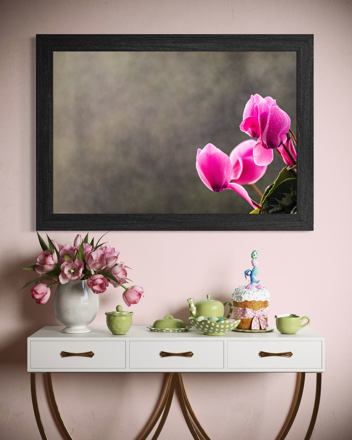 Cyclamens roses en fleurs