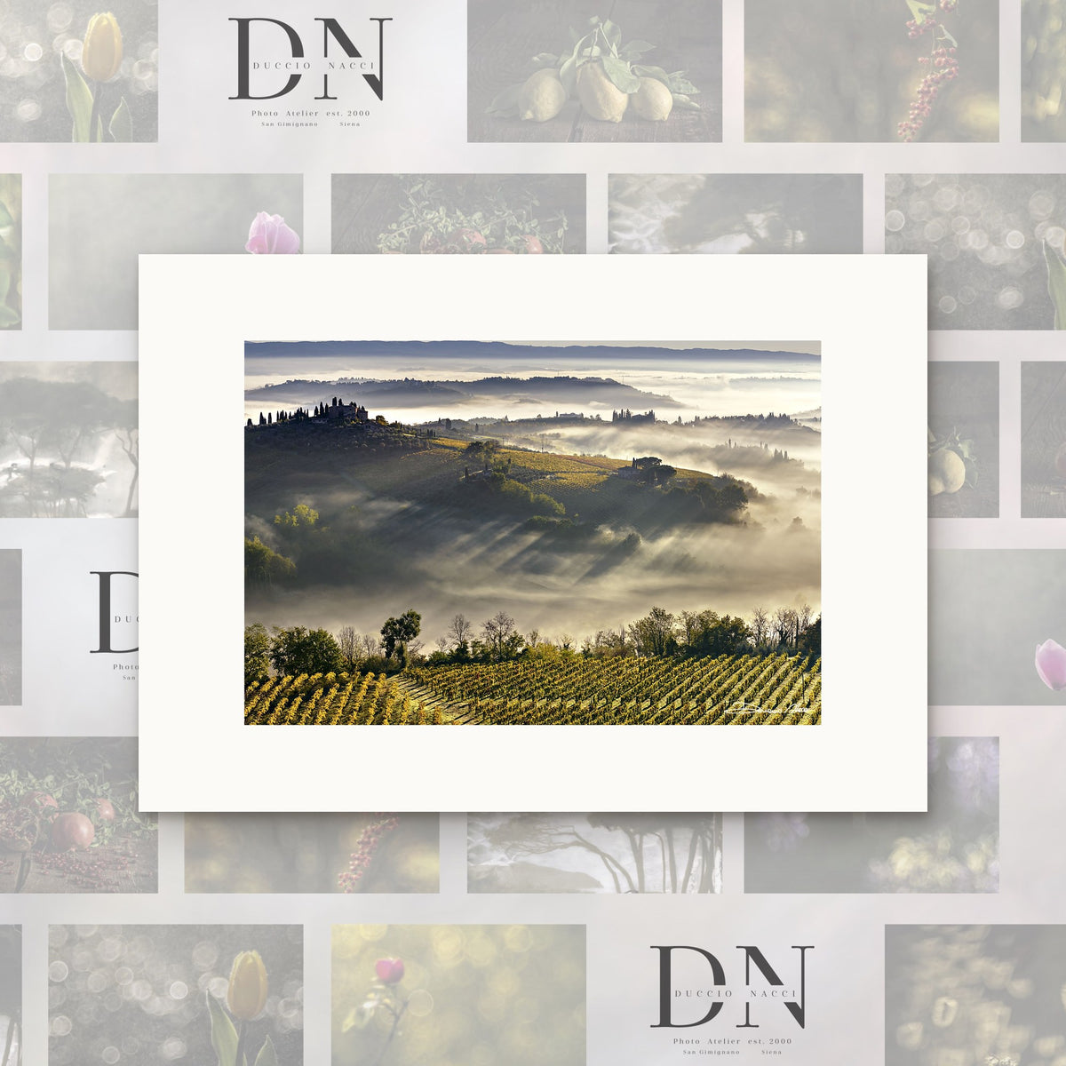 Dawn in San Gimignano – fine art print by Duccio Nacci, size XS, print only on A2 paper (42 × 59.4 cm)