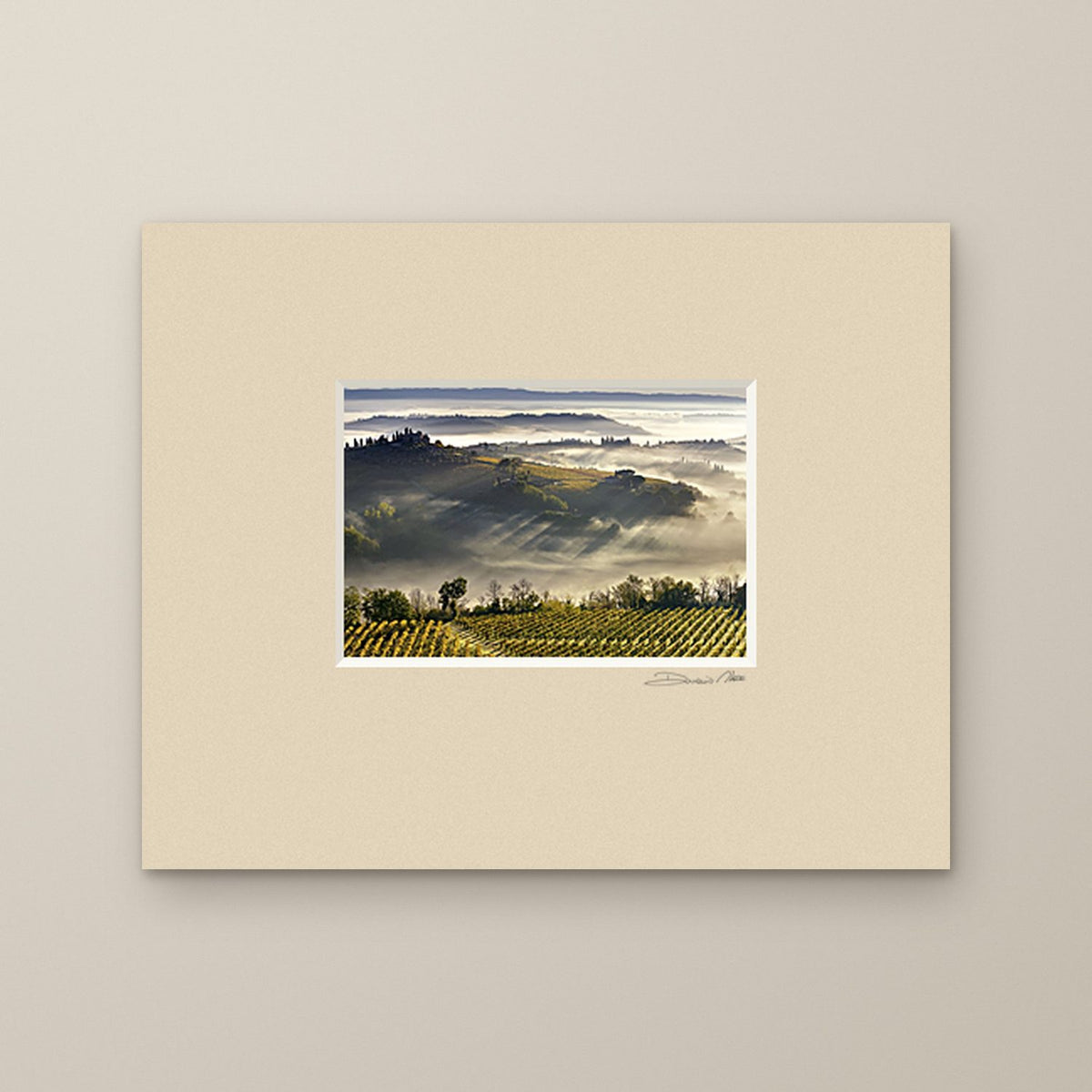 Dawn in San Gimignano – fine art print by Duccio Nacci, size 24×30, print with white mat