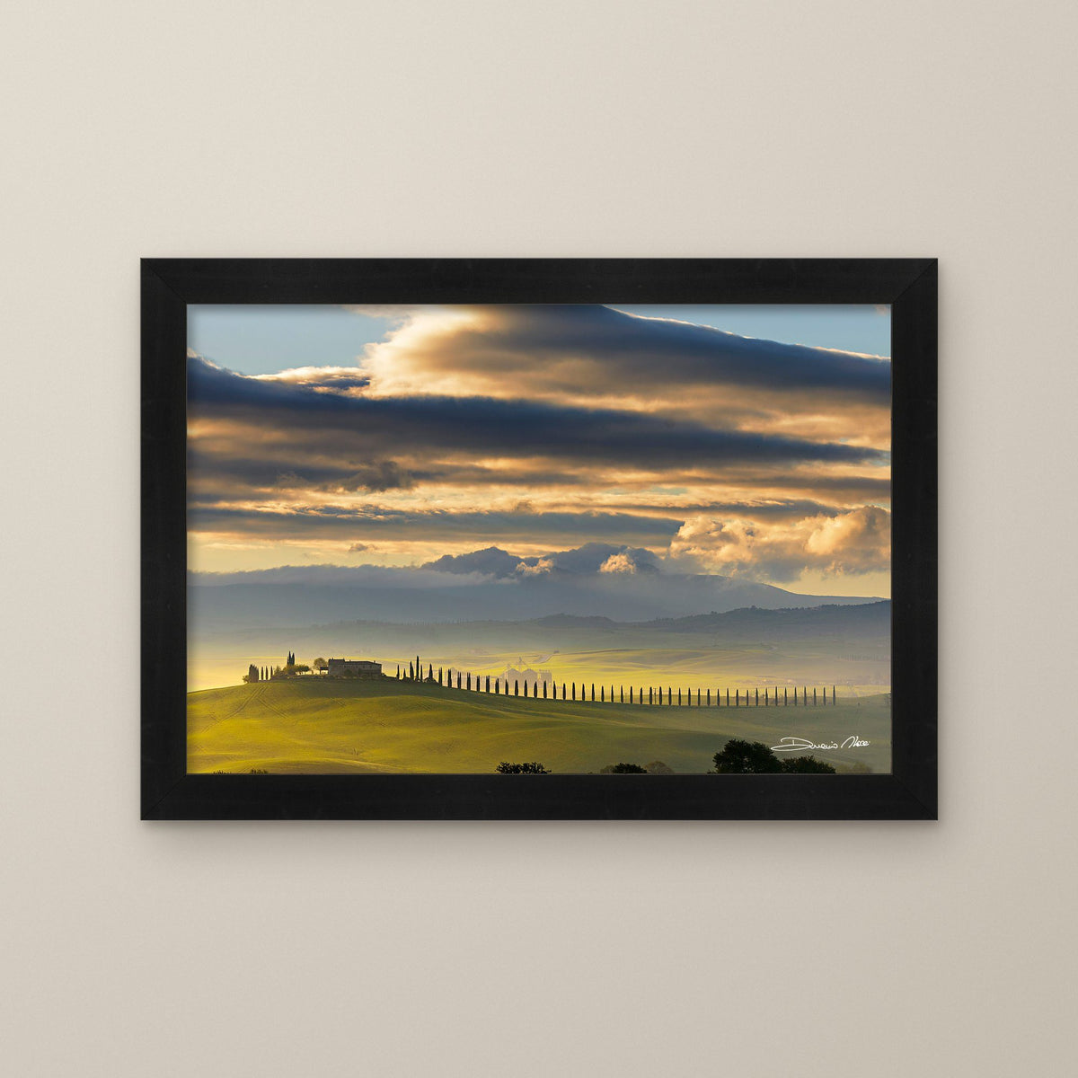 Dawn in Val d’Orcia – fine art print by Duccio Nacci, size L/XL/XXL, with black frame
