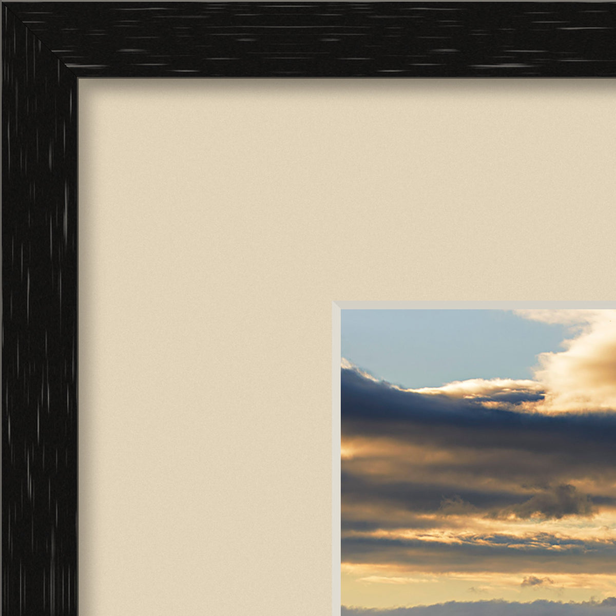 Dawn in Val d’Orcia – fine art print by Duccio Nacci, thin frame corner detail with mat