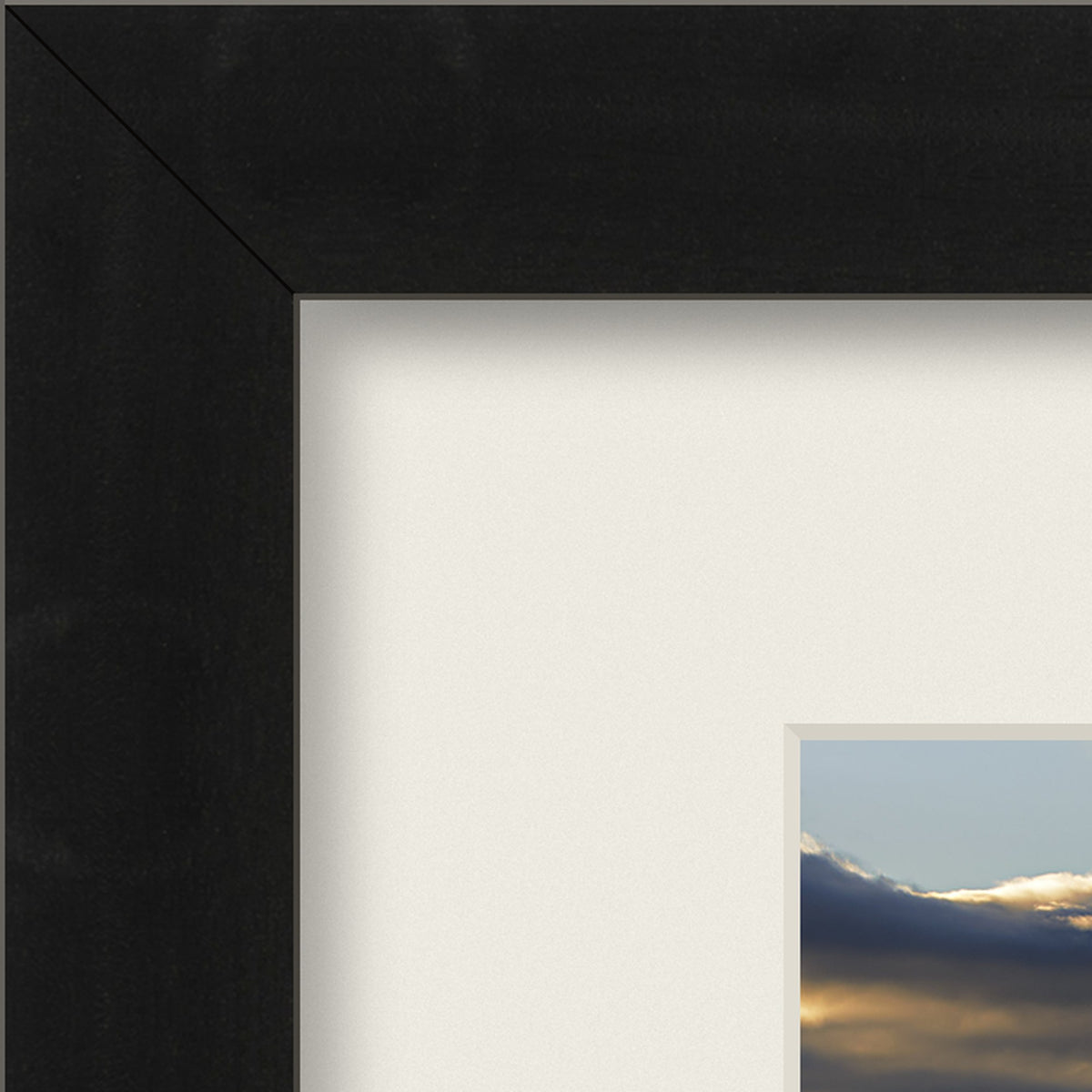 Dawn in Val d’Orcia – fine art print by Duccio Nacci, frame corner detail with white mat