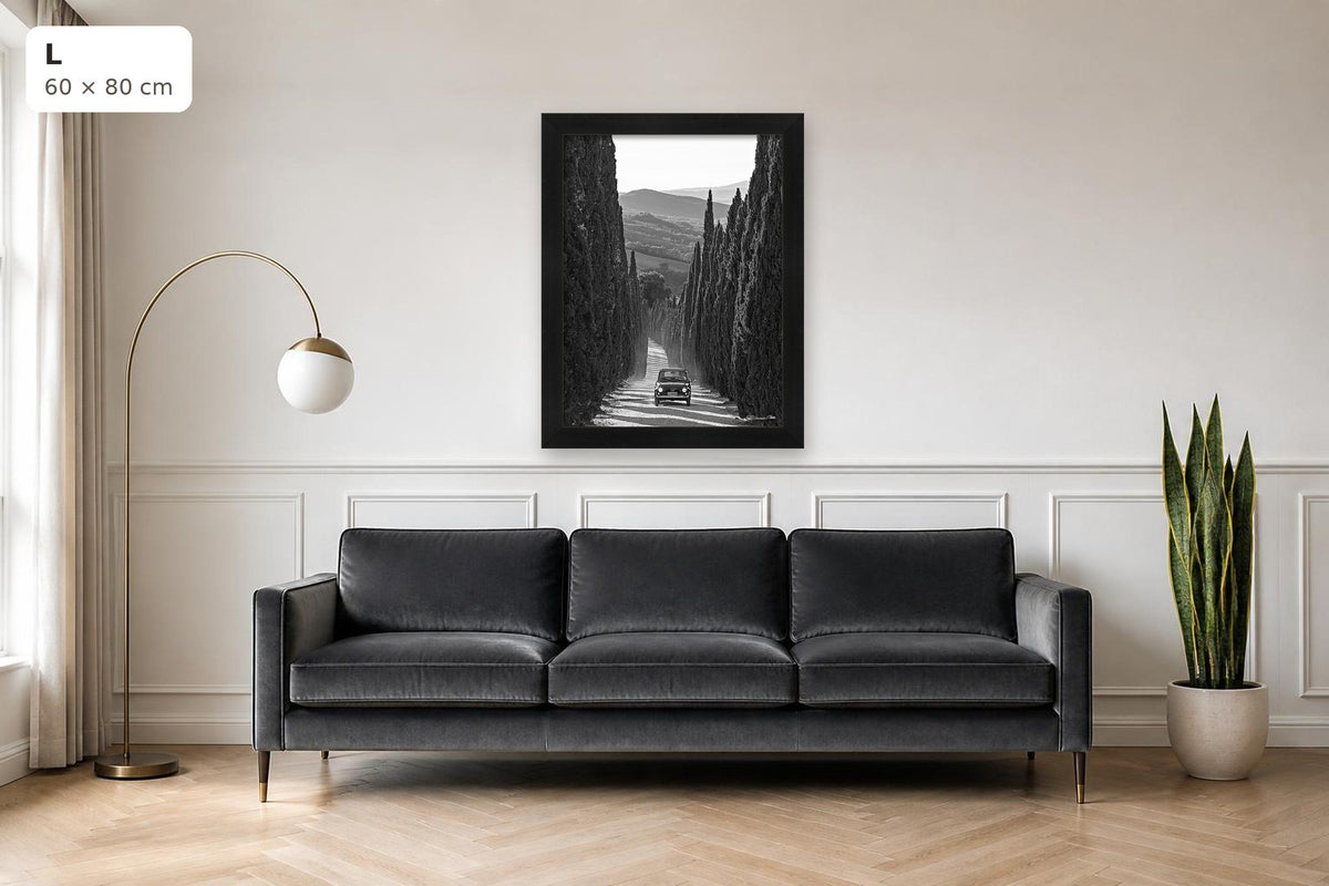 La Dolce Vita – fine art print by Duccio Nacci, size L shown above a sofa