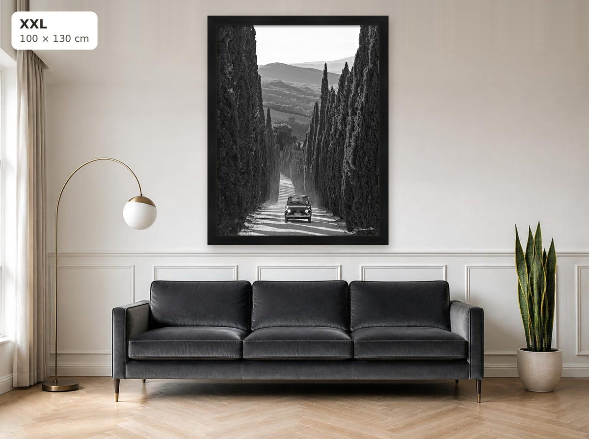La Dolce Vita – fine art print by Duccio Nacci, size XXL shown above a sofa