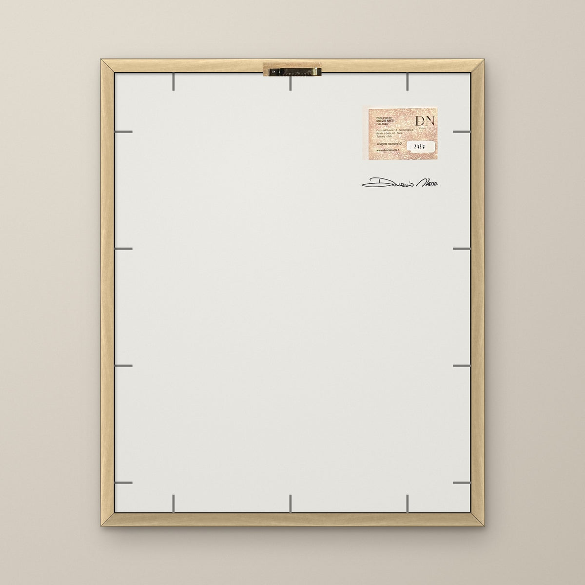 La Dolce Vita – fine art print by Duccio Nacci, back of the frame with signed label