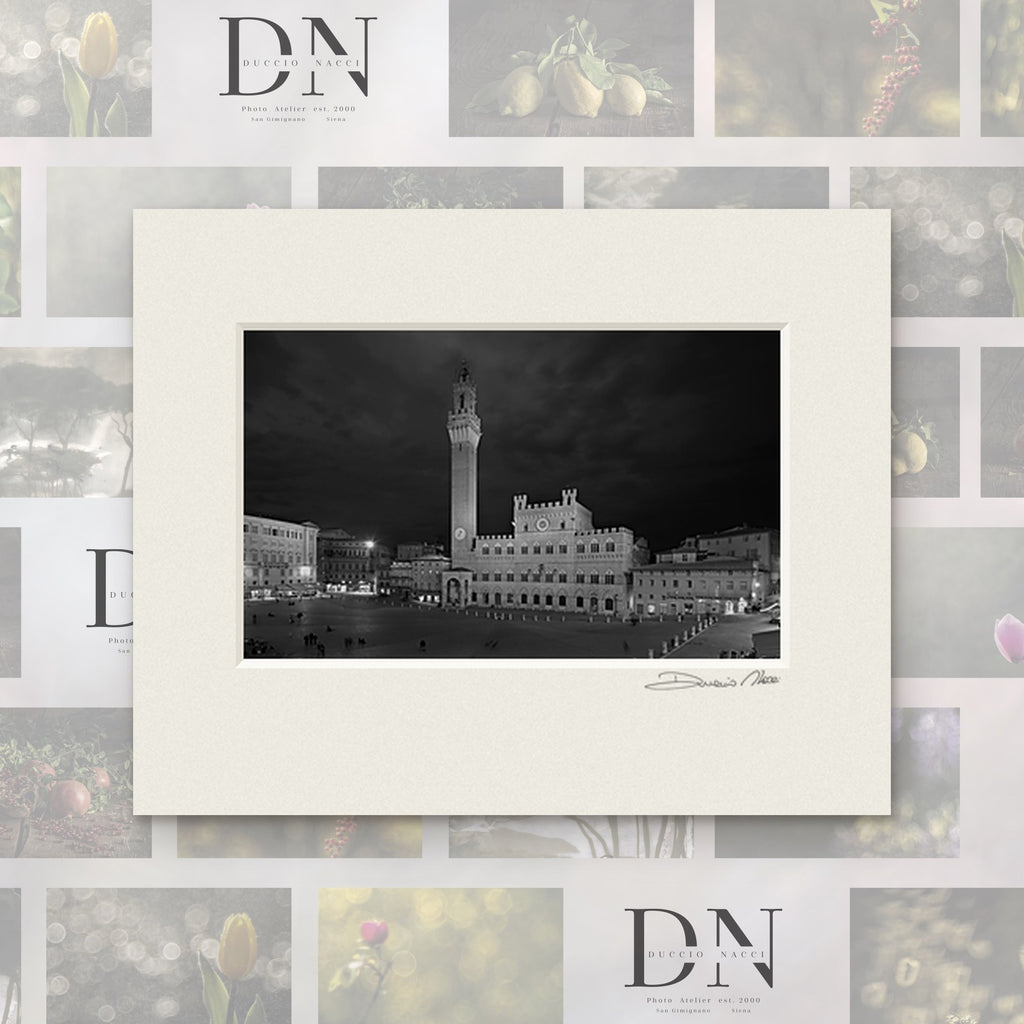 Piazza del Campo - Sienne – tirage d'art de Duccio Nacci, format 24×30, tirage avec passe-partout blanc