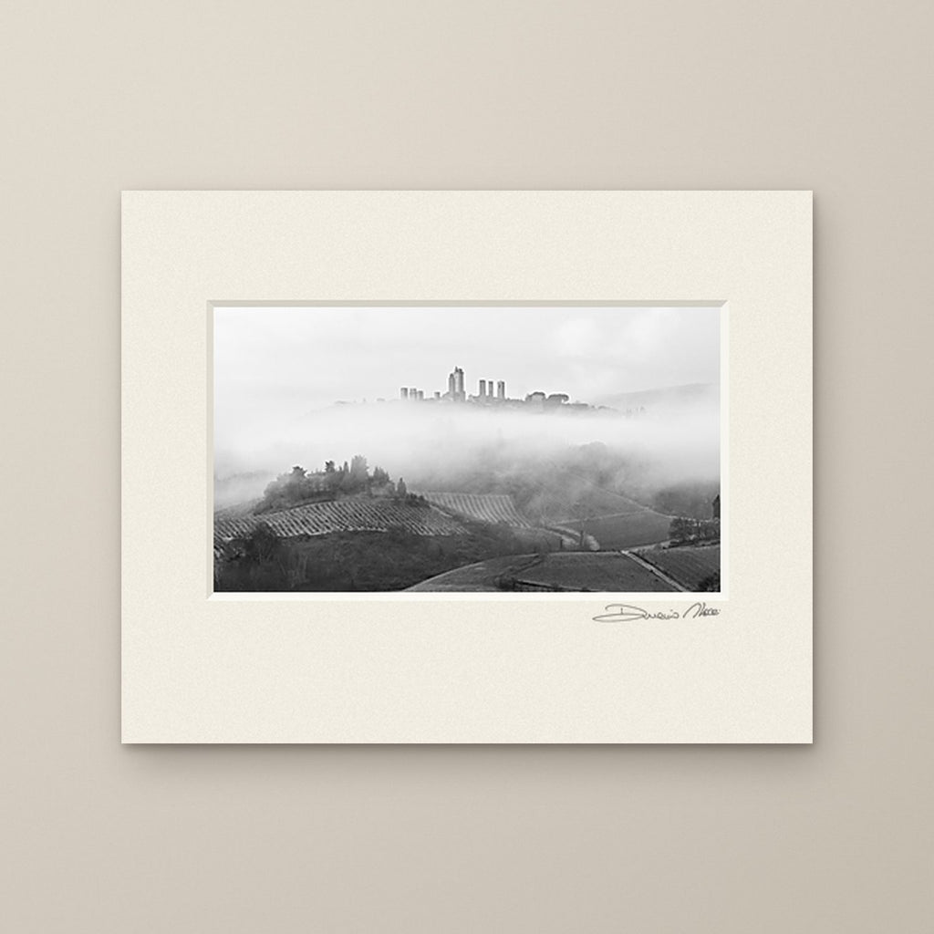 San Gimignano in the mist – fine art print by Duccio Nacci, size 24×30, print with white mat