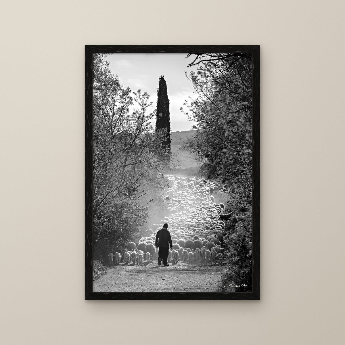 The Flock's Way – fine art print by Duccio Nacci, size L/XL/XXL, with thin black frame
