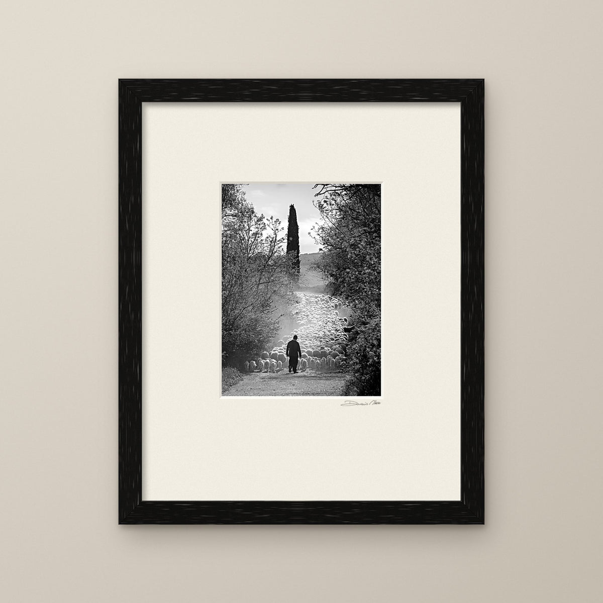 The Flock's Way – fine art print by Duccio Nacci, size S, with thin black frame and mat
