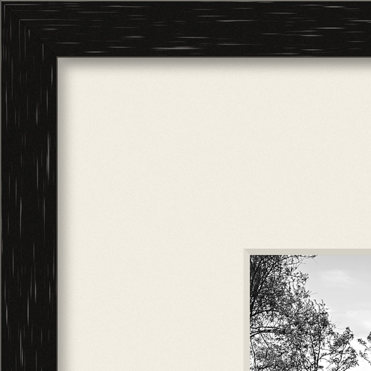 The Flock's Way – fine art print by Duccio Nacci, thin frame corner detail with mat