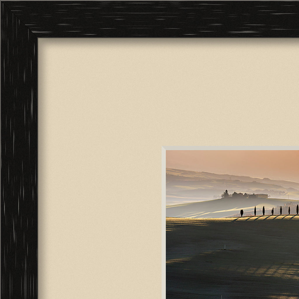 The Golden Ridge – fine art print by Duccio Nacci, thin frame corner detail with mat