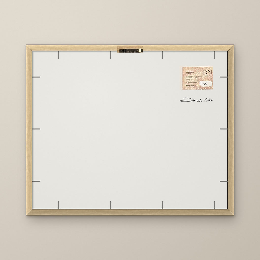 The Golden Ridge – fine art print by Duccio Nacci, back of the frame with signed label