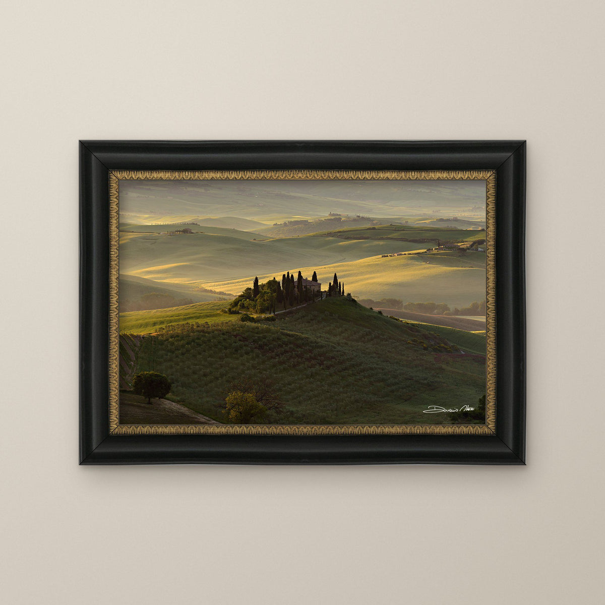 The Suspended Landscape – fine art print by Duccio Nacci, size L/XL/XXL, with black and gold frame