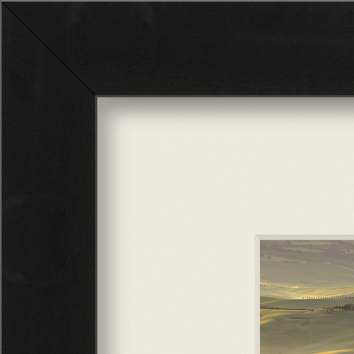 The Suspended Landscape – fine art print by Duccio Nacci, frame corner detail with white mat