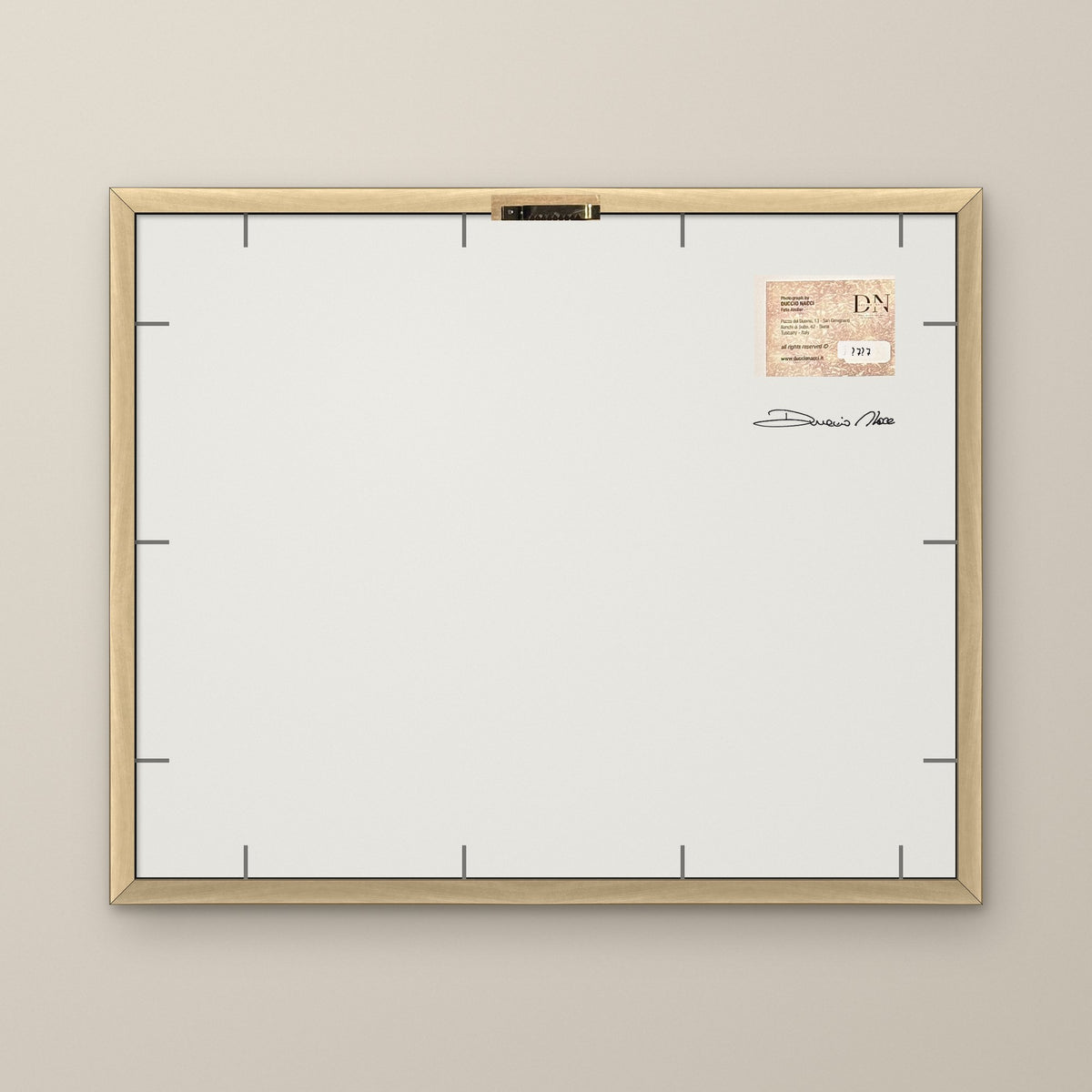 The Suspended Landscape – fine art print by Duccio Nacci, back of the frame with signed label
