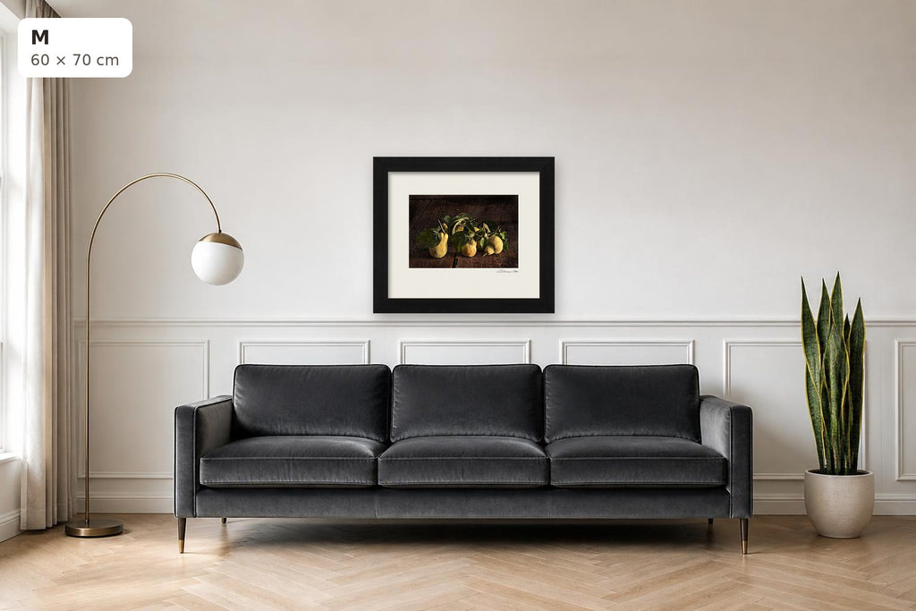 Time of the Quince – fine art print by Duccio Nacci, size M shown above a sofa