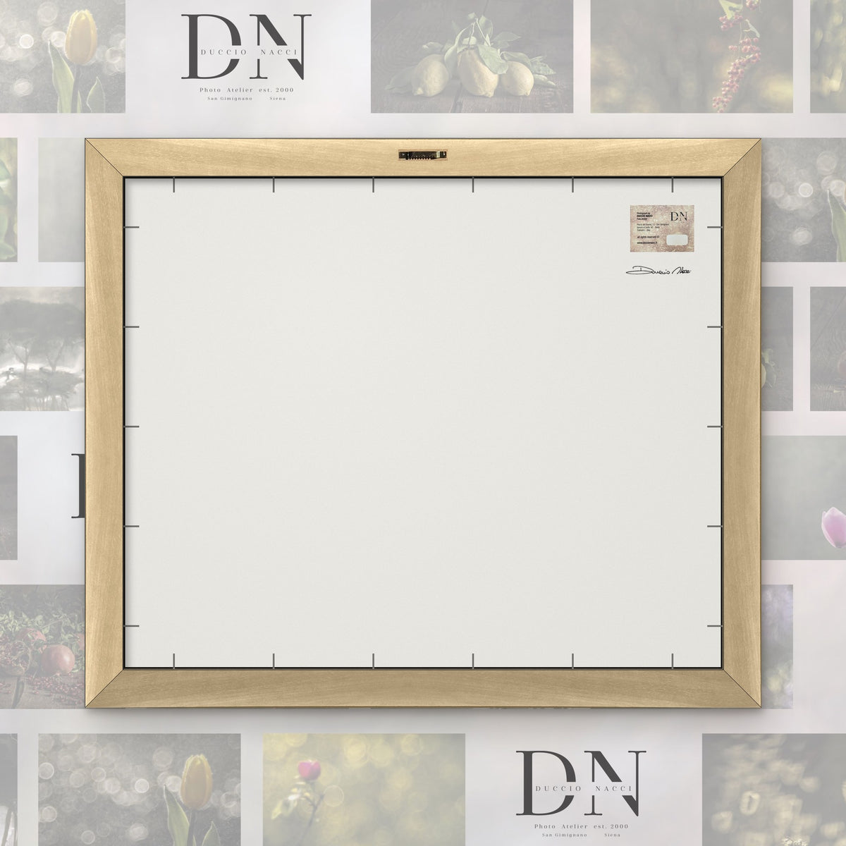 Whispers in the Mist – fine art print by Duccio Nacci, back of the frame with signed label